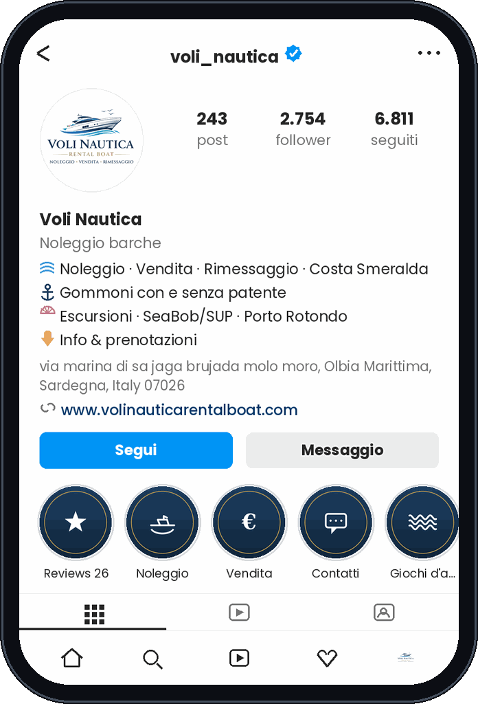 Il profilo Instagram di Voli Nautica